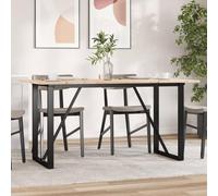 Vanitopaz Mesa de comedor con estructura en forma de O, 160 x 80 x 75 cm, madera maciza de pino y acero, rectangular, moderna, ahorra espacio, resistente, ideal para comedor, cocina, familia e