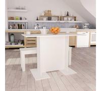 Vanitopaz Mesa de comedor de madera blanca, 110 x 60 x 75 cm, rectangular, estable, moderna, ahorra espacio, para comedor, cocina, familia, invitados