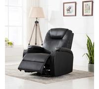 Vanitopaz Sillón balancín de masaje eléctrico de piel sintética negra con 8 puntos de masaje, función giratoria, respaldo ajustable y reposapiés, para salón, oficina y personas mayores, ergonómico