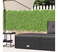 Vanitopaz Taburete de jardín con cojín de poliratán negro, muebles de salón resistente a la intemperie, taburete modular para terraza y balcón, grupo de asientos al aire libre ampliable, asiento