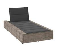 Vanitopaz Tumbona de jardín con cojín flotante gris de poliratán, respaldo ajustable, acolchado, resistente a la intemperie, para balcón, terraza, exterior