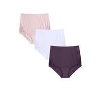 Vanity Fair Bragas de nailon Perfectly Yours Ravissant #15712 para mujer, Encaje de nailon, paquete de 3, ciruela medianoche/malva encantada/cervatillo, 10