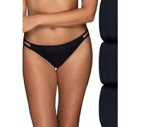Vanity Fair Illumination String Bikini Panties, Silky Stretch & Satin Trim Estilo Ropa Interior, Pack de 3-Negro Medianoche, 7 Mujeres