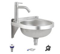 Vanity Sink - Semi Circular Wall Mount Washbasin | Compact Modern Wash Basin with Smooth Ceramic Finish Sturdy Construction with Space Saving Design for Bathroom Restroom Hotel Kitchen Vanity Laundry