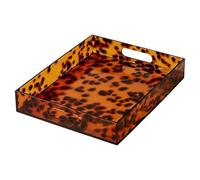 Vanity Tray - Large Platter with Handle, Modern Bathroom Tray | Tortoiseshell Design Perfume and Makeup Holder Dish | Decorative Acrylic Trays for Home, Bedroom, Living Room, Coffee Table