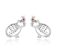 VANJAMI Pendientes de plata de ley 925 para mujer y niña - Lamantin, pulpo, estrella de mar, pato, capybara, tortuga, pata de perro, Small, plata de ley, circonita cúbica