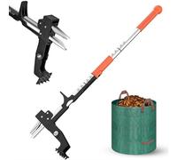 Vankarr Extractor de Malezas de Jardín con Bolsas de Basura, Extractor Malas Hierbas con Garras de Acero Inoxidable y Pedal Alta Resistencia, Quita Hierbas