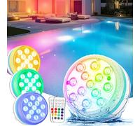 Vankarr Luces Piscina Sumergibles LED Desmontable 4 piezas Luces LED Piscina Sumergibles en Agua con Mando a Distancia Luz Piscina Impermeable IP68 para Jardín, Acuario