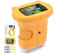 Vankarr Microscopio para Niños 1000X Microscopio Portatil, con Pantalla IPS de 2,4", 8 LED, USB Recargable, Juguete para Exploración en Casa y Exterior, Niños 3-12 años