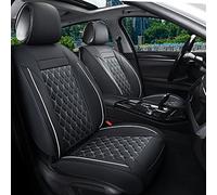 Vankerful - Par de Fundas de Asiento Delantero de Coche, Ajuste Universal para la mayoría de Coches, SUV, sedanes y camionetas, de Piel sintética (par Delantero, Negro/Blanco)