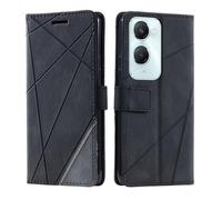 Vankii Compatible con Vivo Y03 4G/Vivo Y18 4G Funda, PU Cuero Flip Cartera Funda para teléfono Portatarjetas [Cierre magnético] Apoyo Protección Completa Fundas a Prueba de Golpes (Negro)
