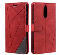 Vankii Funda para Huawei Mate 10 Lite/Nova 2i, Billetera Carcasa Protectora Libro Tapa Silicona Bumper PU Cuero Cartera Case Flip Cierre Magnético Leather Soporte Wallet Antigolpes Cover (Rojo)