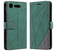 Vankii Funda para Sony Xperia XZ1, Billetera Carcasa Protectora Libro Tapa Silicona Bumper PU Cuero Cartera Case Flip Cierre Magnético Leather Soporte Wallet Antigolpes Cover (Verde)