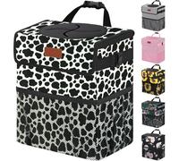 Vankor Bote de basura para automóvil, lindo cubo de basura para coche, impermeable, a prueba de fugas, estampado de vaca