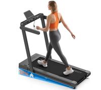 Vannect Cinta de correr eléctrica, 12 km/h para debajo del escritorio, Soporte de carga 140 kg, 2 en 1 Cinta de correr plegable con doble pantalla LED, frecuencia cardíaca, aplicación y control remoto