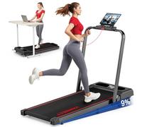 Vannect Cinta de Correr Plegable, 9% Inclinación Cinta de Andar con Dual Pantalla LED, 2.75 HP Walking Pad con Control Remoto Magnético, 12KM/H, App & Bluetooth, Capacidad 150Kg
