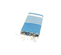 VANNERIE du monde Fouta Tunecina - Toalla de playa - Toalla de baño de vapor, pareo - 100 x 200 cm - Arthur Turquoise - Ligero - Absorbente - 100 % algodón