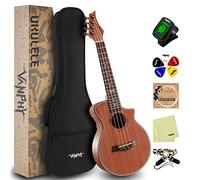 VANPHY Ukelele de concierto profesional de 23 pulgadas, ukelele Uku Sapele, ukelele para niños, adultos, principiantes, hawaiano, ukelele viene con kit de inicio que incluye bolsa de concierto, correa