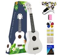 VANPHY Ukelele soprano para principiantes con bolsa de concierto de 21 pulgadas para principiantes, hawaiano, soprano, ukelalee, pulidor, adultos, tilo de 21 pulgadas, con correa y púas, paño de