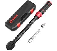 VANPO 1/2" Llave Dinamométrica 20-220Nm, 72 Dientes Moto y Coche Llave Dinamométrica Set 3 Piezas con Barra de Extensión de 125cm, 1/2"-3/8" Adaptador, para Reemplazo de Llantas
