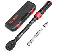 VANPO 3/8" Llave Dinamométrica 5-60Nm, 72 Dientes Bicicleta y Moto Llave Dinamométrica Set 3 Piezas con Barra de Extensión de 125cm, 3/8"-1/4" Adaptador, para Reemplazo de Bujía