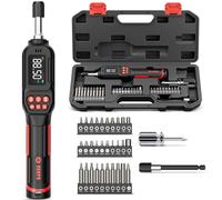 VANPO Destornillador de par digital 0,5 - 10 Nm, juego de destornilladores dinamométricos de 1/4 pulgadas con pantalla LCD y zumbador, 31 puntas y extensión de 100 mm, 4 unidades para bicicleta