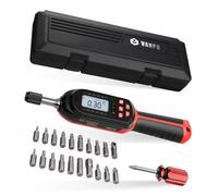 VANPO Destornillador dinamométrico digital de 1/4", 0,3-6 Nm, destornillador de par de torsión ajustable, juego de llaves dinamométricas con indicador LED/zumbador para reparación de bicicletas,