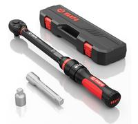 VANPO Llave Dinamométrica 1/2", 20-220NM, Mango de Plástico TRP+ABS, 72T Llave Dinamometrica con Barra de Extensión de 125mm, 1/2“to 3/8- Adaptador para Coche, Camión, Moto
