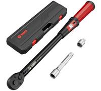 VANPO Llave Dinamométrica 1/2", 80-400 Nm, 72T Llave Dinamométrica con Ventana de Visualización, con Barra de Extensión de 125cm, 1/2"-3/8" Adaptador para Coche, Camión, Tractor