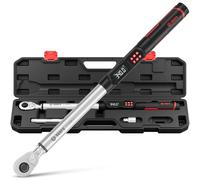 VANPO Llave Dinamometrica Digital 1/2", 17-340NM Electronica Llave Dinamometrica con Pantalla LCD, 4 Unidades, Aviso Sonoro y Vibratorio, Trinquete Reversible ±2% para Coche, Camión, Moto