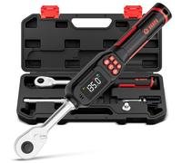 VANPO Llave Dinamometrica Digital 3/8", 6.8-135 NM Electronica Llave Dinamometrica con Pantalla LCD, 4 Unidades, Alarma Sonora y Color, Trinquete Reversible ±2% para Coche Moto & Bicicleta