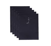 VANRA Carpeta de archivo de cuerda de papel kraft para archivar sobres, archivos, documentos, cartas, organizador plano, sin expansión, tamaño carta A4 (negro, paquete de 5)