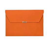 VANRA Carpeta organizadora de documentos impermeable tipo portafolio de cuero con 3 bolsillos, sobres para archivar documentos tamaño A4/Carta con cierre magnético (naranja)