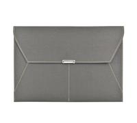 VANRA Carpeta organizadora de documentos impermeable tipo portafolio de cuero con 3 bolsillos, sobres para archivar documentos tamaño A4/Carta con cierre magnético (gris)