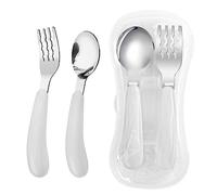 VANRA Juego de 2 piezas de tenedor y cuchara para niños pequeños con estuche de viaje, utensilios de acero inoxidable 18/8