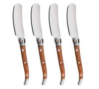 VANRA Juego de cuchillos de mantequilla de 4 piezas de acero inoxidable con mango de madera de rosa para sándwich mermelada pan crema sofá appetizer cuchillos espátula 6.2-inch
