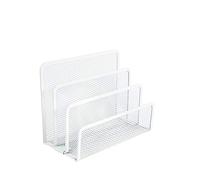 VANRA Organizador de archivos de escritorio de malla metálica con 3 compartimentos verticales verticales (blanco)