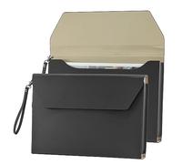 VANRA Organizador de carpetas expansibles de piel sintética para documentos, bolsillo para archivos, bolsa tipo sobre, con correa de mano y cierre magnético para papel tamaño carta A4 (negro)