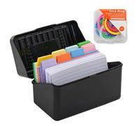 VANRA Organizador de tarjetas de índice de 3 x 5 pulgadas, 300 tarjetas de índice de colores, tarjetas de notas en blanco con anillo (negro)