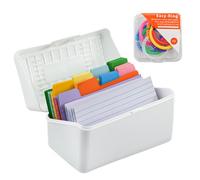 VANRA Organizador de tarjetas de índice de 3 x 5 pulgadas, 300 tarjetas de índice de colores, tarjetas de notas en blanco con anillo (blanco)