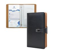 VANRA Organizador de tarjetas de visita, soporte de cuero para tarjetas de crédito con 300 ranuras para tarjetas, carpeta profesional para tarjetas de crédito para hombres y mujeres (negro)