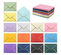 VANRA Paquete de 150 sobres autosellables de colores para invitaciones A7 con solapa en V y borde dorado para tarjetas de felicitación 5 x 7, invitaciones de boda, invitaciones con foto (A7)