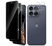 Vanrain Protector de Pantalla Privacidad para Motorola Edge 70 Fusion, 2+2 Piezas 3D Curvo Antiespia Cristal Templado y Protector de Lente de Cámara, Dureza 9H Anti-Arañazo Sin Burbujas
