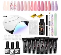 VANREESA Kit Uñas Acrilicas, 8 Colores 15ml Poligel para Uñas, Acrilico para Uñas Profesional con 36W Lampara de Uñas y Base Top Coat, Regali per Mujeres