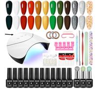VANREESA Kit Uñas Semipermanentes, Kit Manicura Semipermanente 8ml 12 Colores U V Pintauñas Semipermanentes con 36W U V/LED Lámpara, Set Manicura Semipermanente con Capa Base y Superior