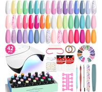 VANREESA Uñas Semipermanentes Kit Completo, 24 Colores Kit Uñas Semipermanentes con Base Top Mate Top Coat Set Manicura con Lámpara U V Regalos para Mujeres