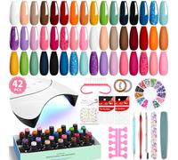 VANREESA Uñas Semipermanentes Kit Completo y Lámpara U V 24 Colores Kit Uñas Semipermanentes con Base Top Mate Top Coat Kit Manicura Semipermanente para Principiante