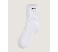 Vans - Calcetines altos clásicos Script (1 par), Hombre, Blanco, Talla: L (42.5-47 )