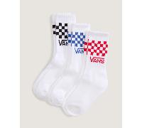 Vans - Calcetines altos Classic Check de niños (3 pares), Blanco, Talla: XXS (27-30.5 )