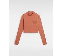 Vans - Camiseta corta de manga larga y cuello perkins Mini Mock Neck, Mujer, Naranjo, Talla: S